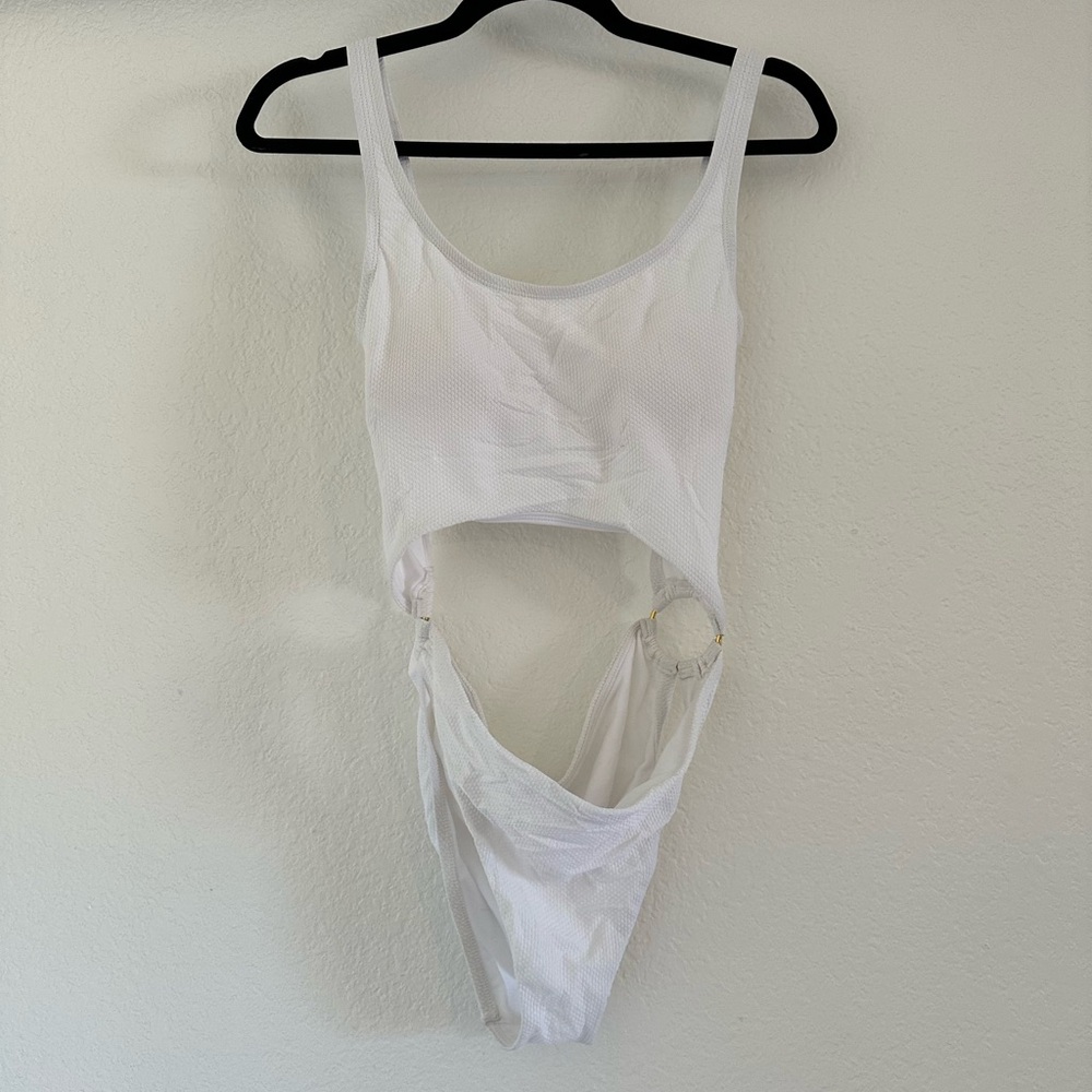 White One-Piece Cutout Swimsuit